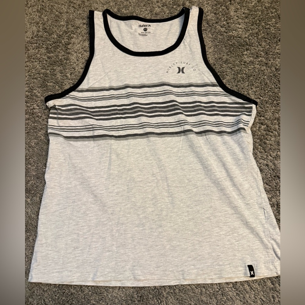 Hurley Light Gray Tank with Black Stripes
